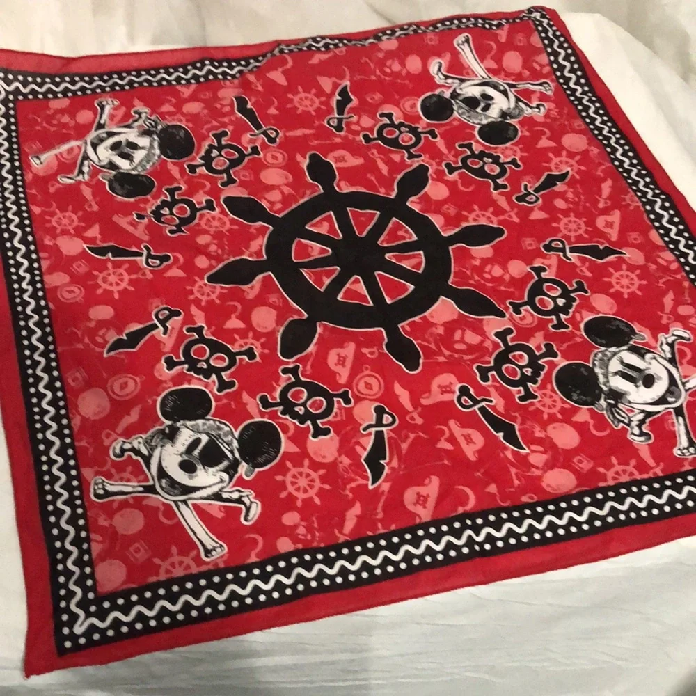 Disney Mickey & Minnie Pirate Skull Print Scarf NWOT